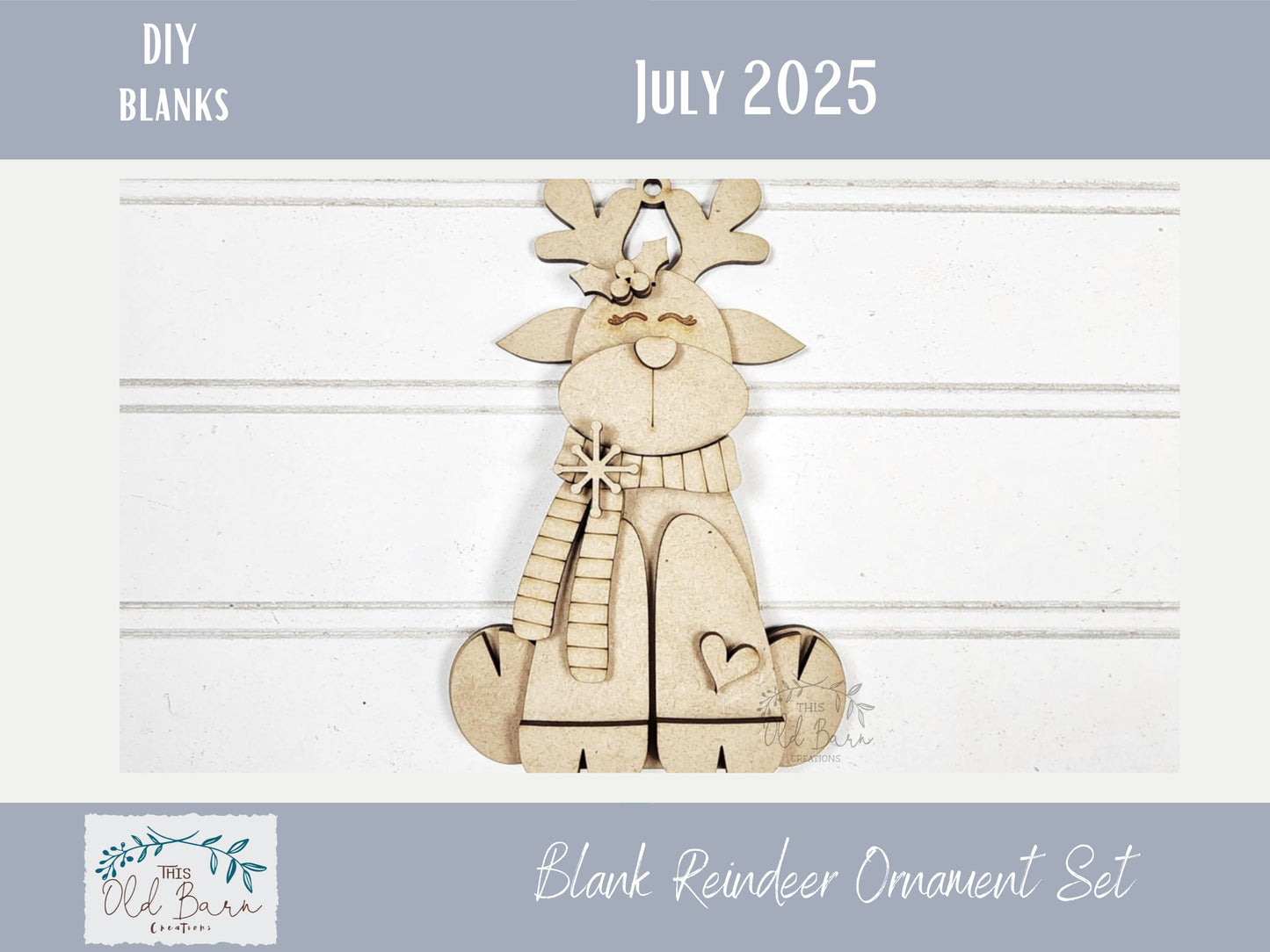 DIY Reindeer Ornament Kit – Blank Wood Christmas Craft