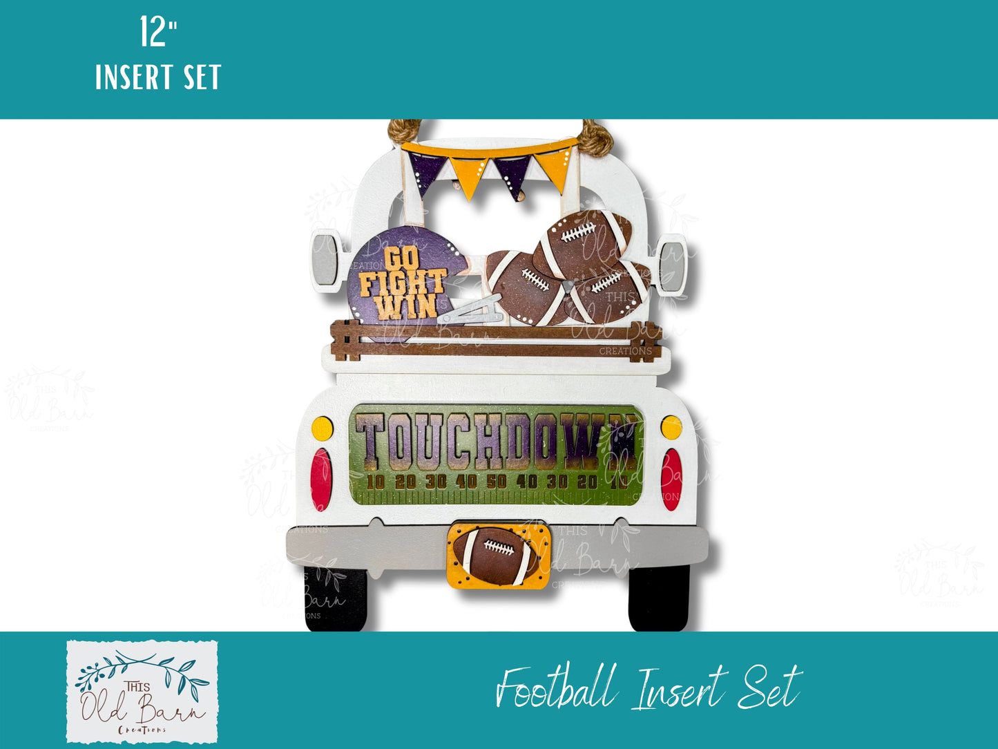 Hand-Painted Football Truck Insert Set – Custom Team Colors | Fits Truck, Camper, Bread Board & Round Bases