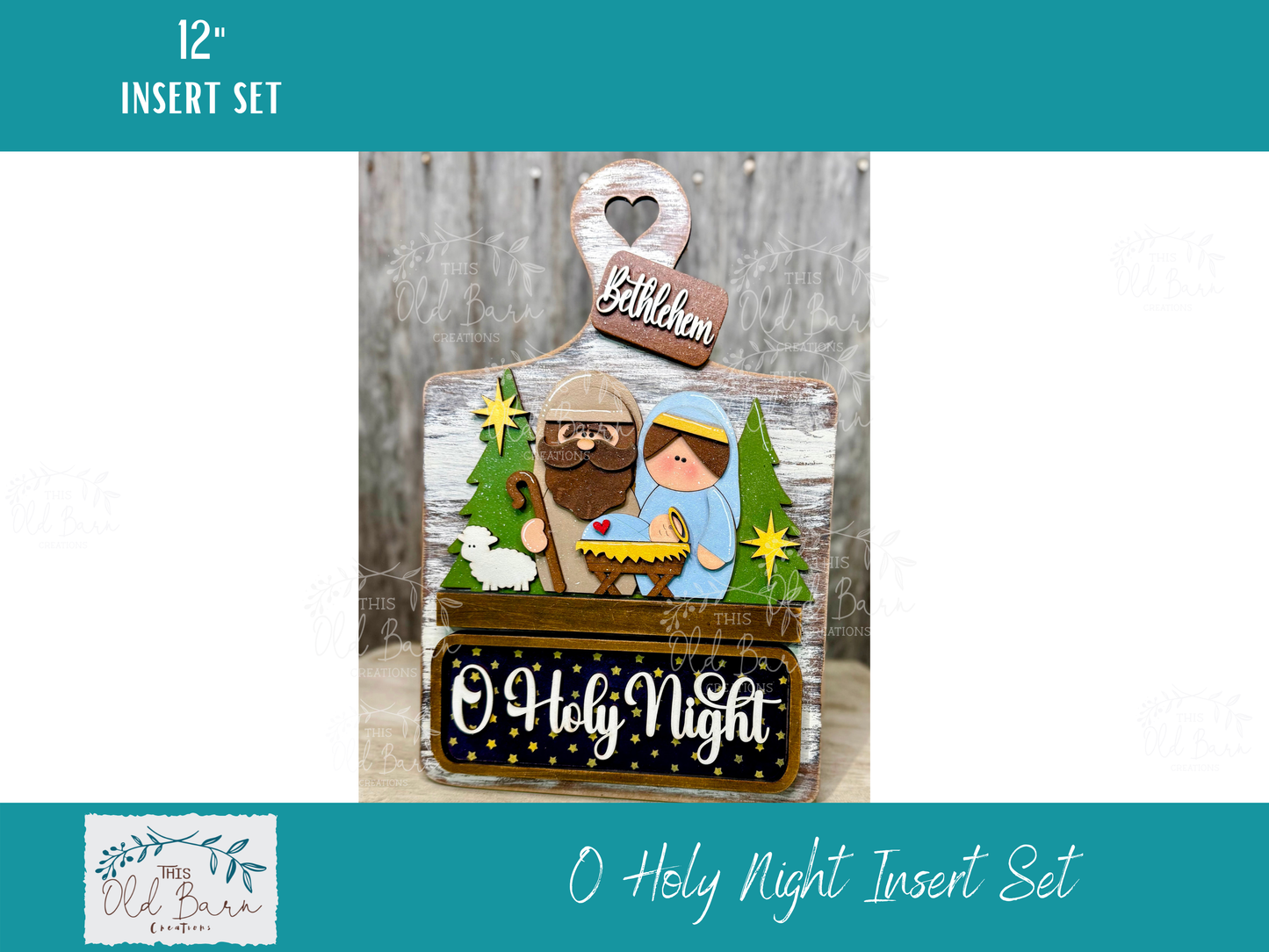O Holy Night Nativity Insert Set – Religious Christmas Interchangeable Sign for 12” Truck, Round, Breadboard & Camper Bases | Faith-Based Farmhouse Holiday Decor