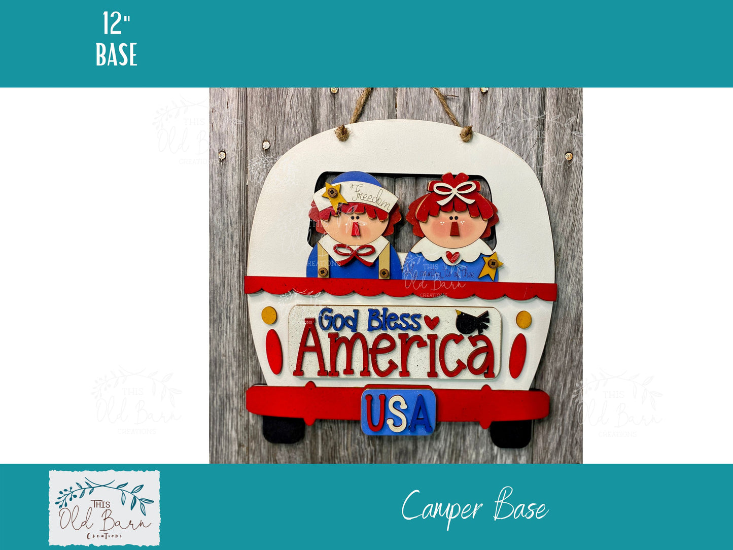 12" Interchangeable Camper Base Hanger | Handcrafted Farmhouse Backer for Seasonal Inserts