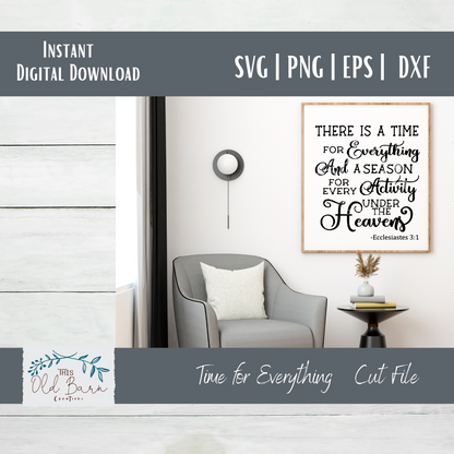 Time for Everything Scripture SVG Instant Download | Cutting File | Stencil File |