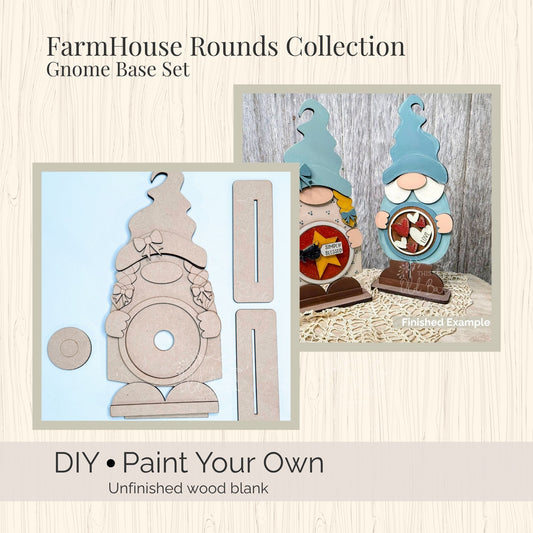 FarmHouse Rounds Gnome Base DIY Kit | Paint Your Own Interchangeable Decor