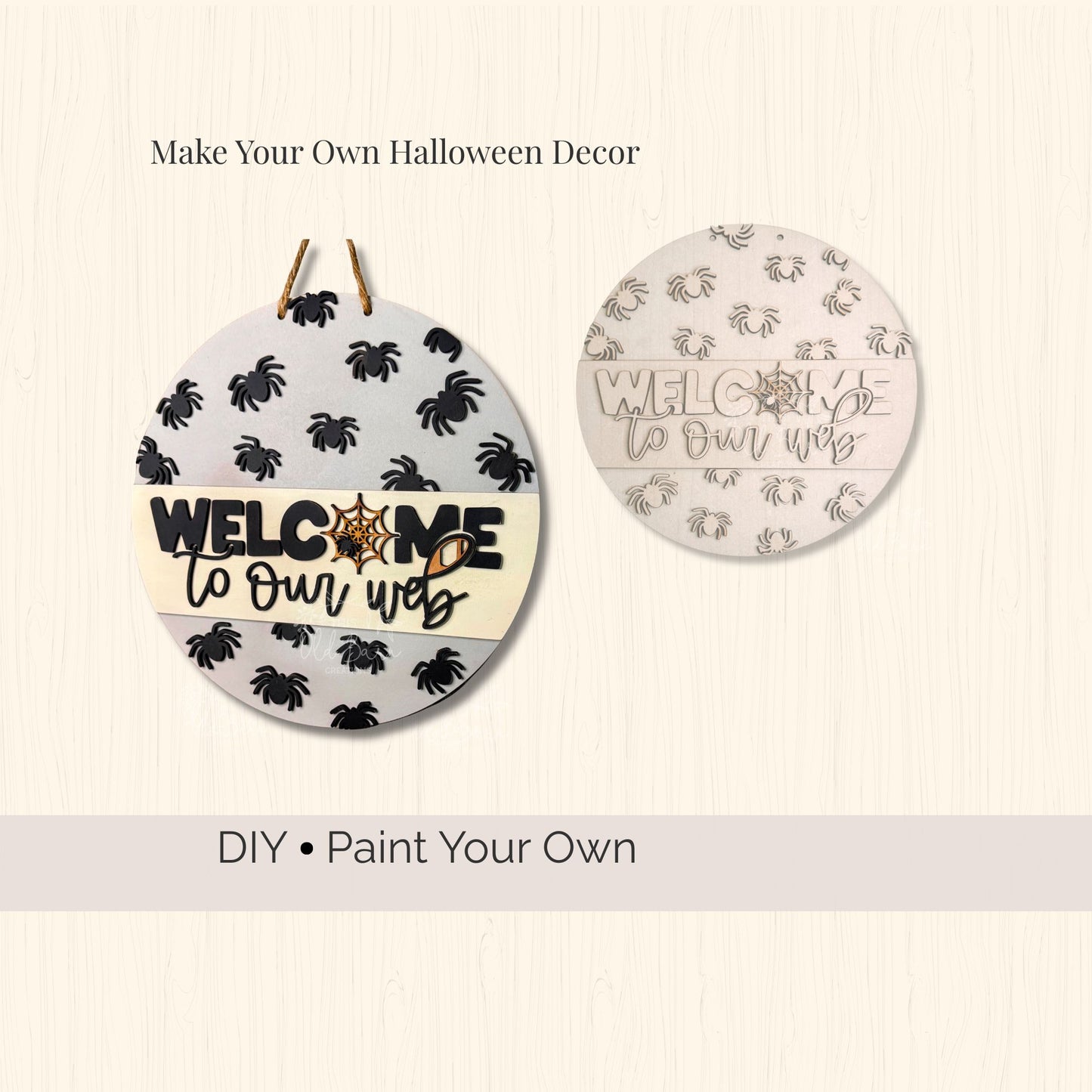 Spider Web Door Hanger DIY Blank, Halloween Wood Cutout Sign