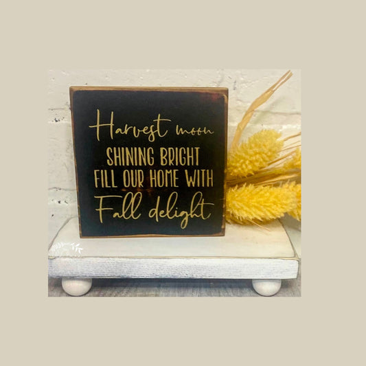 Rustic Harvest Moon Mini Sign | Rustic Fall Mini Sign