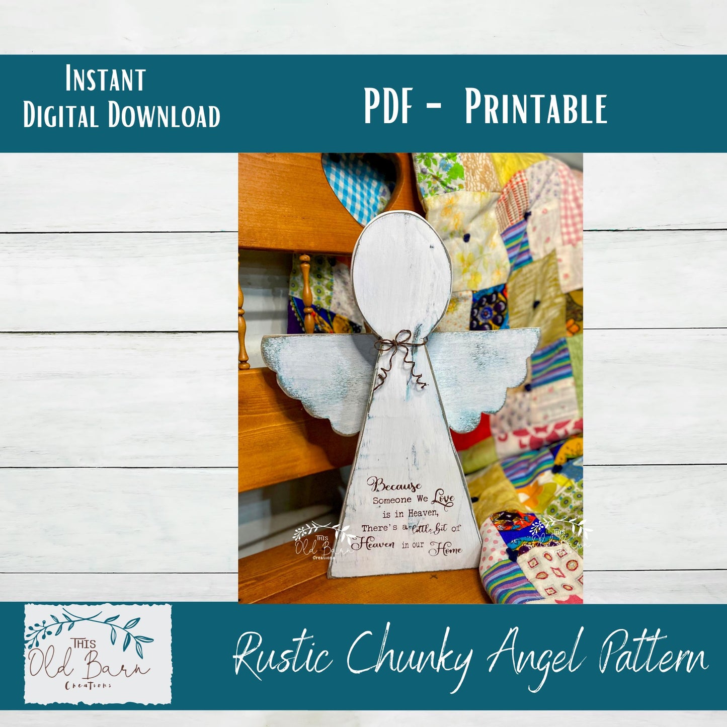 Rustic Chunky Wood Angel Digital Craft E-Pattern | Memorial Angel E-Pattern