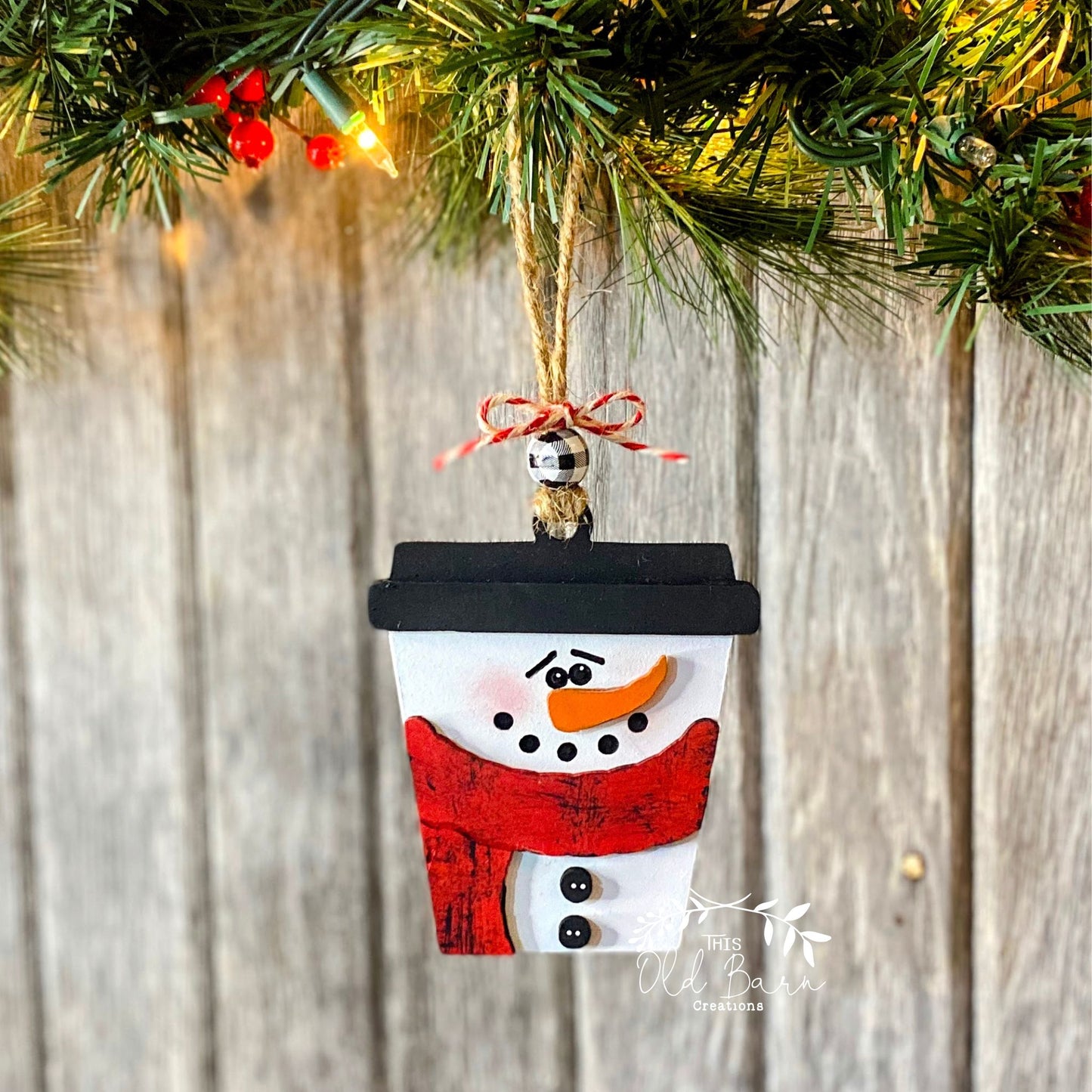 Latte Snowman Ornament Gift Card Holder