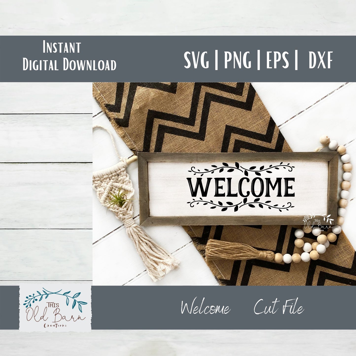 Welcome Vine Digital Download | Cutting File | Stencil File |