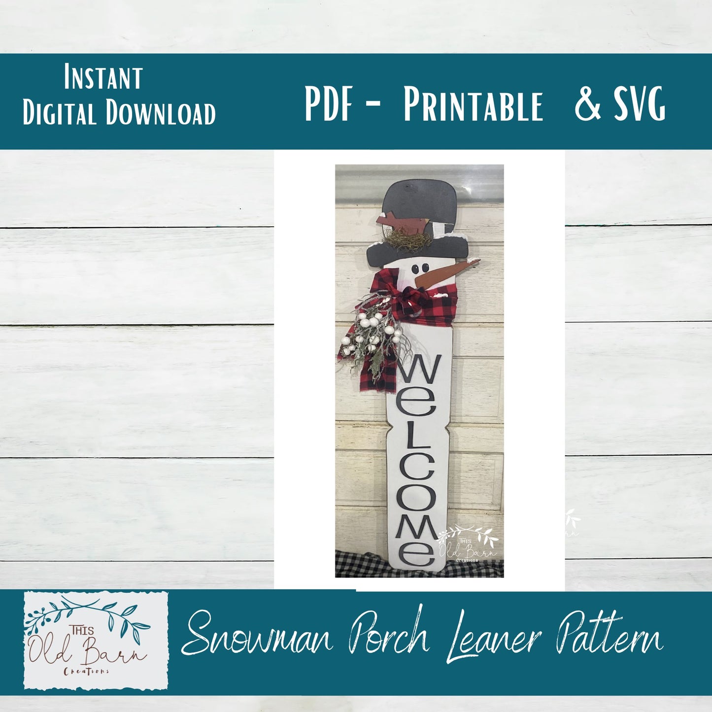 Snowman Porch Leaner Instant Download Printable E-Pattern