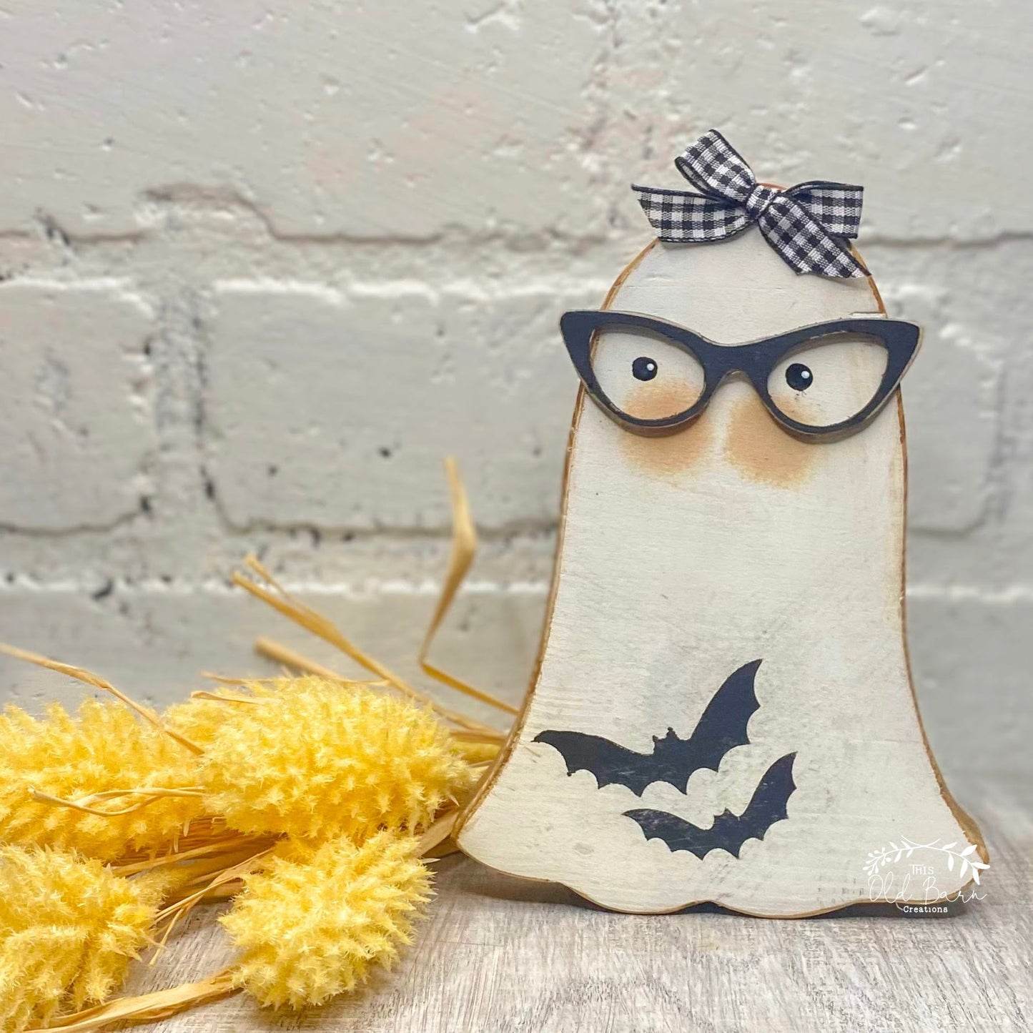 Chunky Nerdy Tiered Tray Ghost | Halloween Shelf Sitter Decor | Fall Tiered Tray | Chunky Ghost