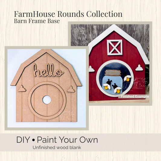 FarmHouse Rounds Barn Frame Base | Interchangeable 3" Round Display | DIY & Finished Options