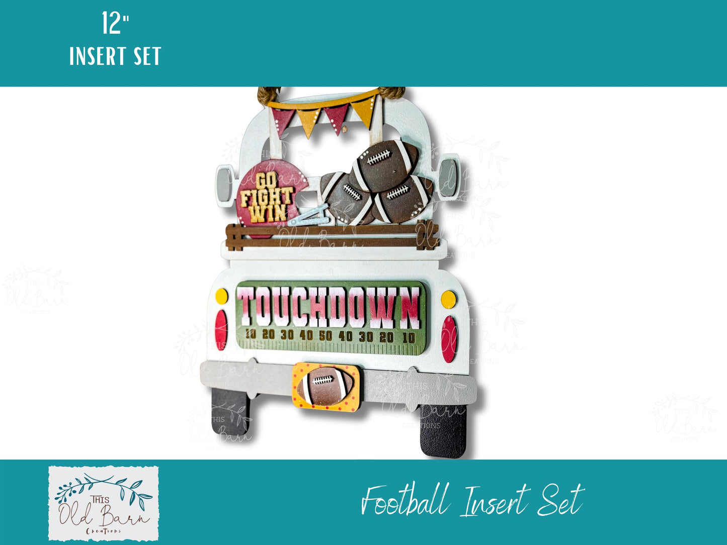 Hand-Painted Football Truck Insert Set – Custom Team Colors | Fits Truck, Camper, Bread Board & Round Bases