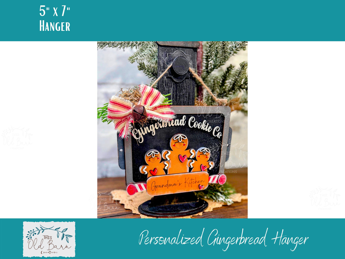 Personalized Gingerbread Cookie Co Sign – 5x7 Handmade Layered Christmas Kitchen Decor | Custom “Grandma’s Kitchen” Laser Cut Gift | Optional Stand
