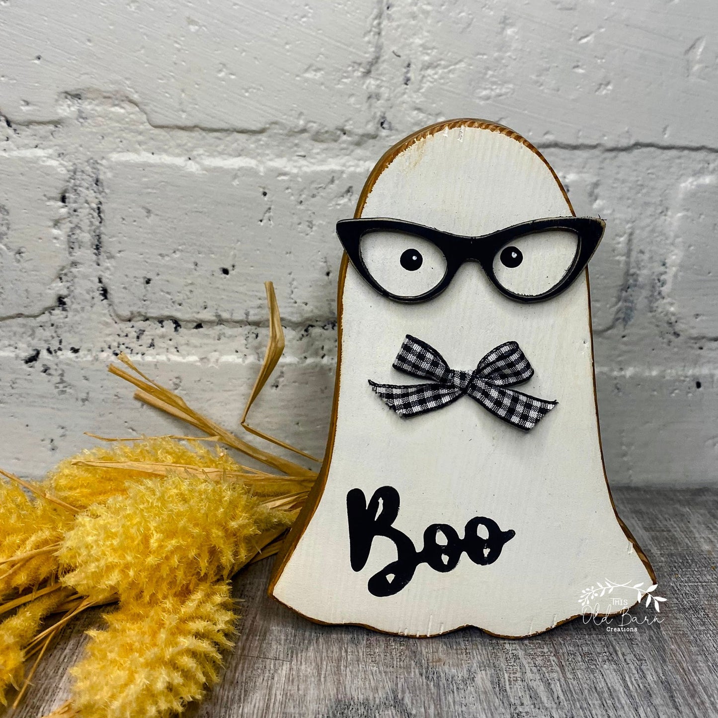 Chunky Nerdy Tiered Tray Ghost | Halloween Shelf Sitter Decor | Fall Tiered Tray | Chunky Ghost