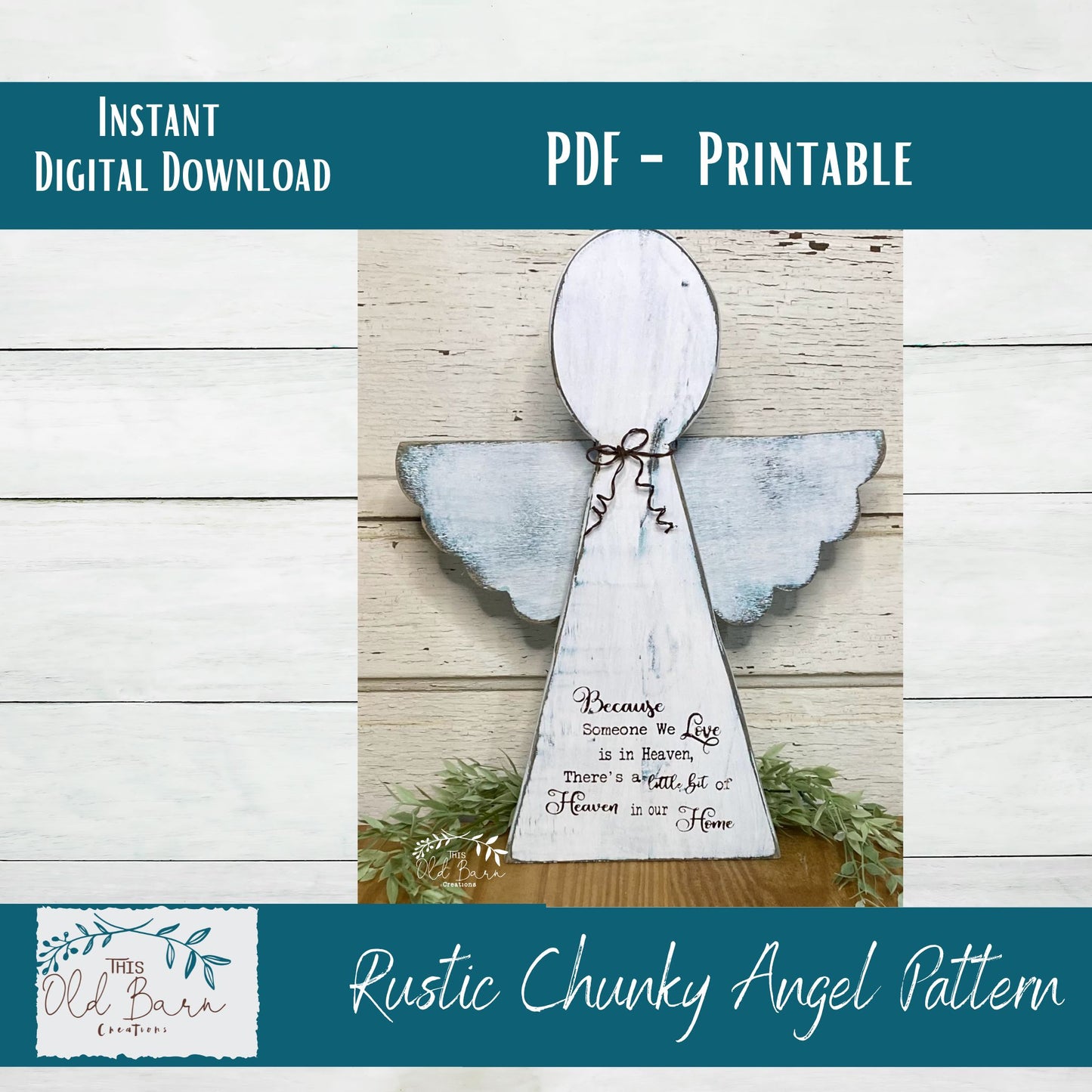 Rustic Chunky Wood Angel Digital Craft E-Pattern | Memorial Angel E-Pattern