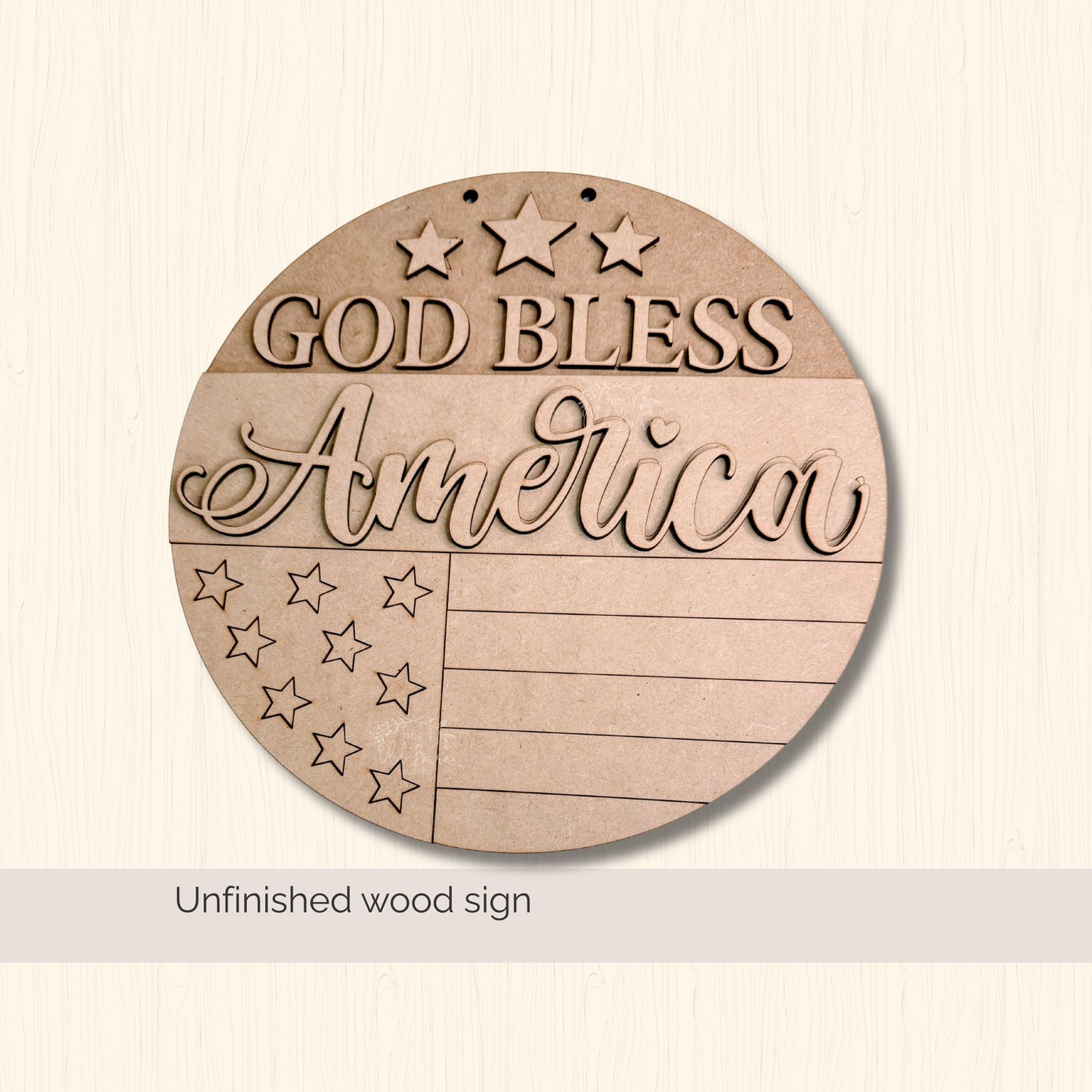 God Bless America Door Hanger DIY Kit – Patriotic Wood Blank, 4th of July Paint Kit, Unfinished Wood Sign