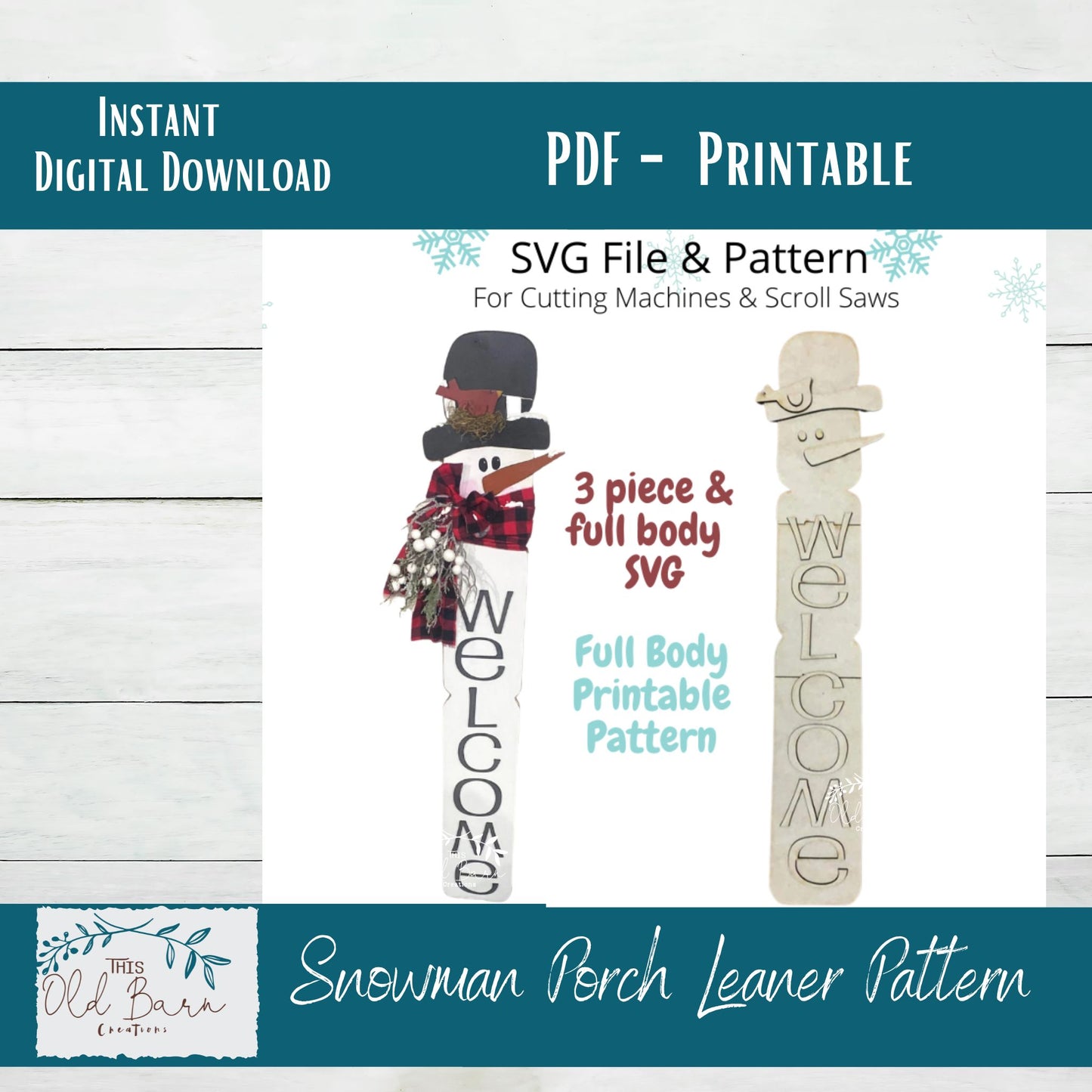 Snowman Porch Leaner Instant Download Printable E-Pattern