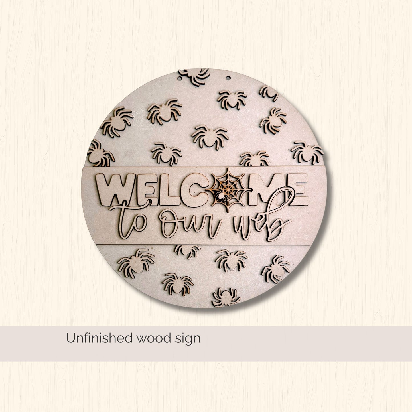 Spider Web Door Hanger DIY Blank, Halloween Wood Cutout Sign