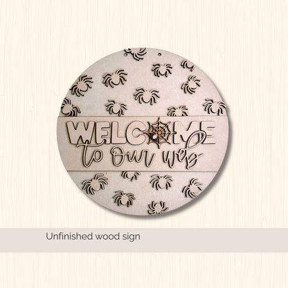 Spider Web Door Hanger DIY Blank, Halloween Wood Cutout Sign