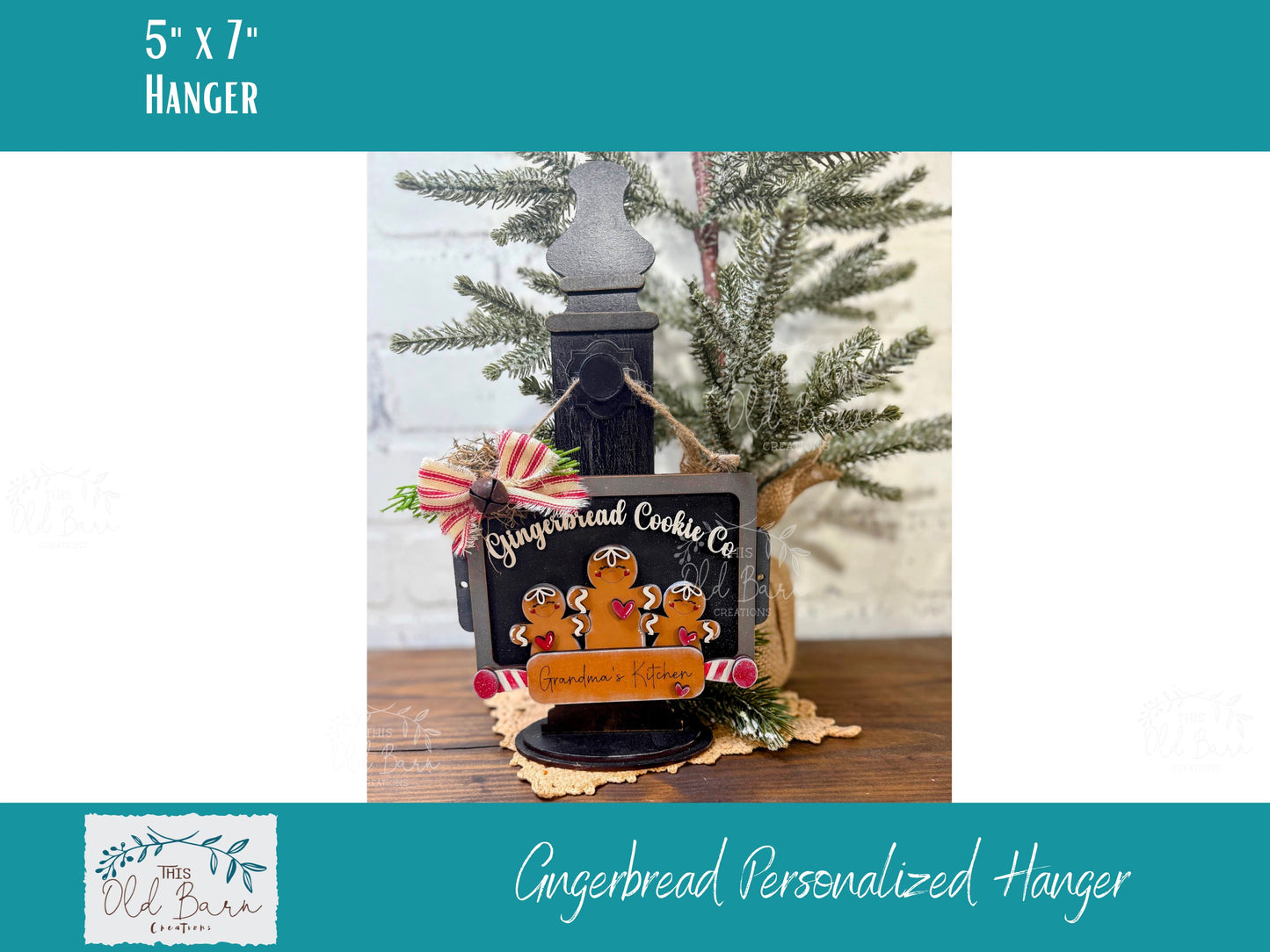 Personalized Gingerbread Cookie Co Sign – 5x7 Handmade Layered Christmas Kitchen Decor | Custom “Grandma’s Kitchen” Laser Cut Gift | Optional Stand