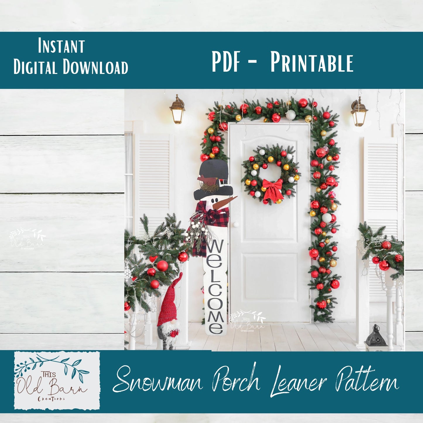 Snowman Porch Leaner Instant Download Printable E-Pattern