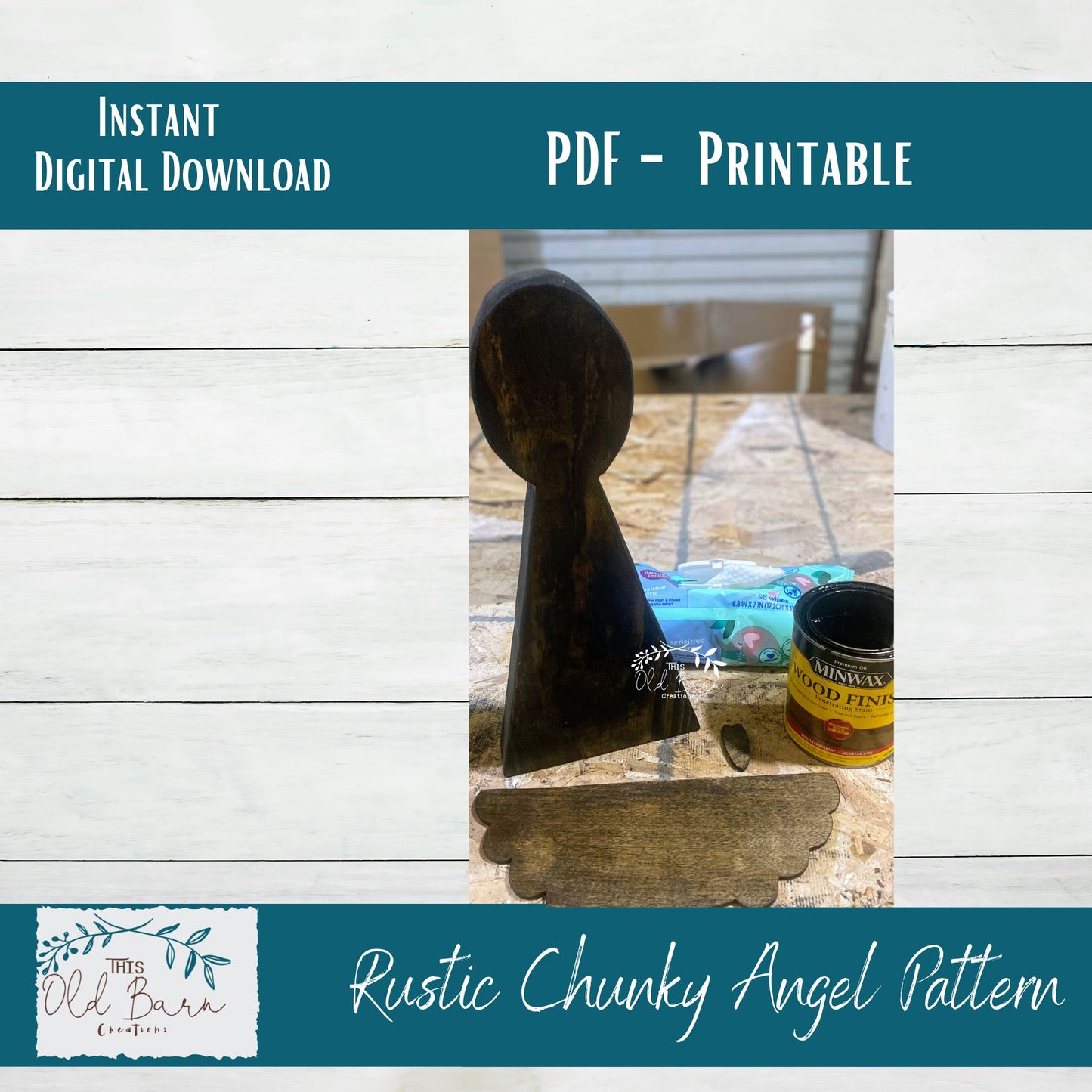 Rustic Chunky Wood Angel Digital Craft E-Pattern | Memorial Angel E-Pattern