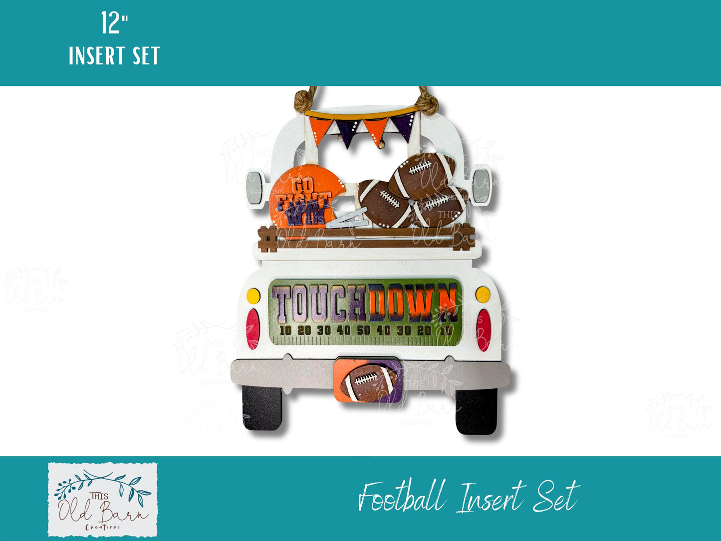 Hand-Painted Football Truck Insert Set – Custom Team Colors | Fits Truck, Camper, Bread Board & Round Bases