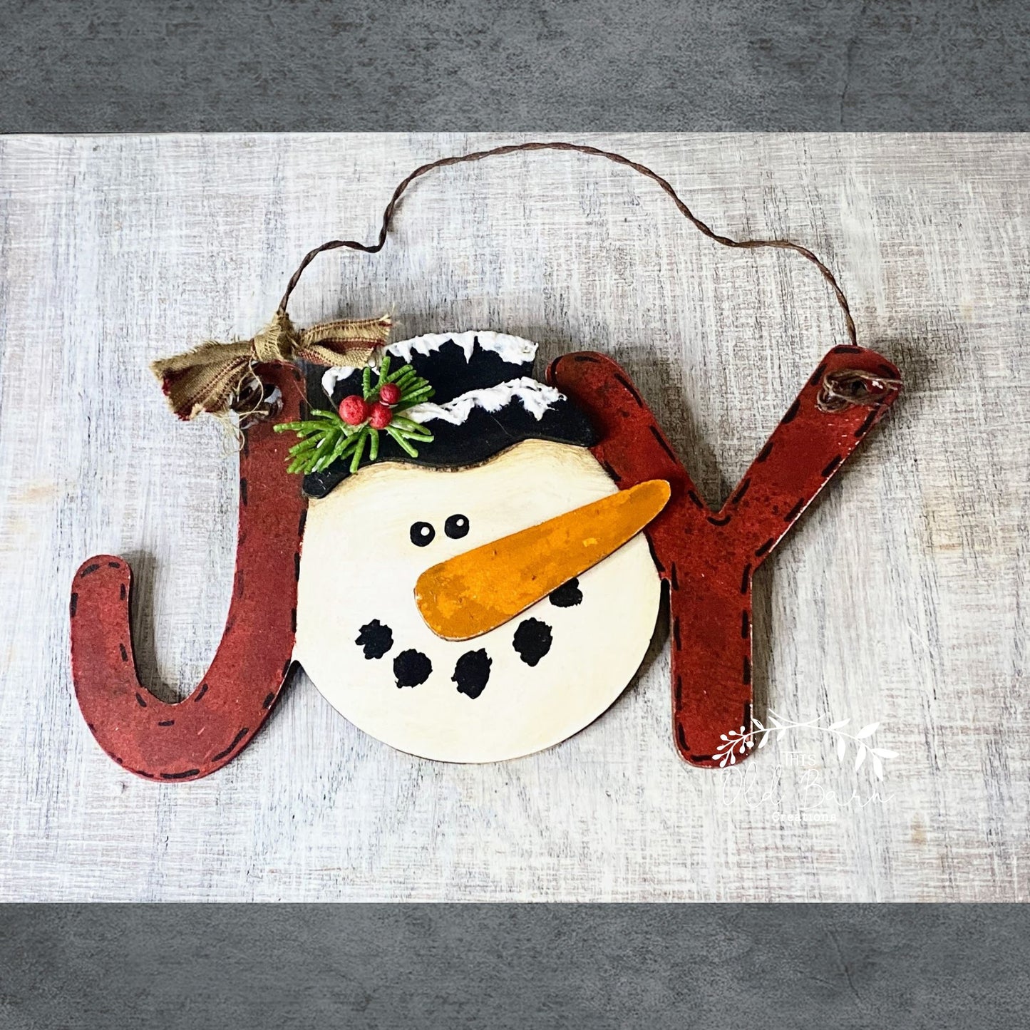 Joy Snowman Primitive Sign Hand Painted