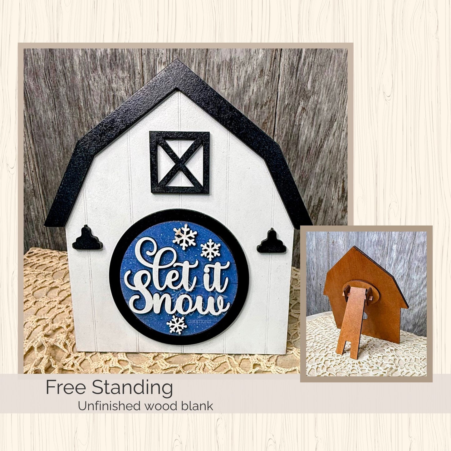 FarmHouse Rounds Barn Frame Base | Interchangeable 3" Round Display | DIY & Finished Options