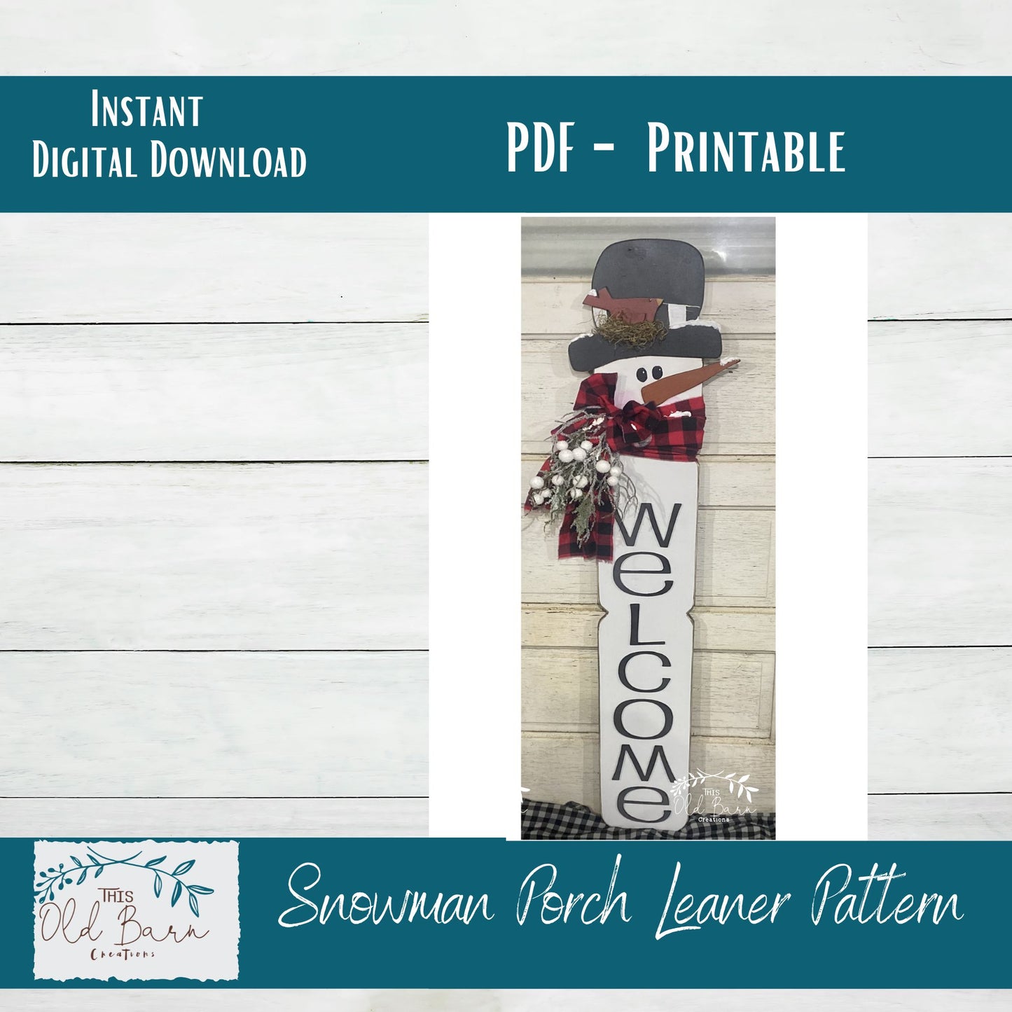 Snowman Porch Leaner Instant Download Printable E-Pattern