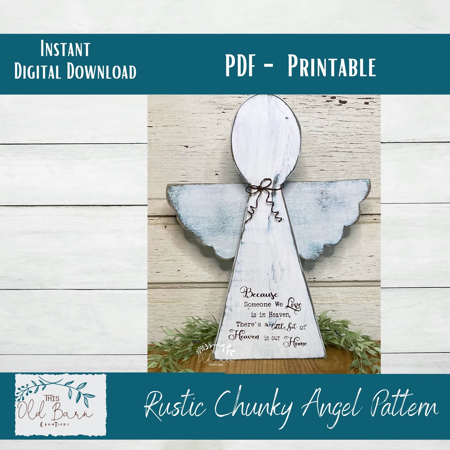 Rustic Chunky Wood Angel Digital Craft E-Pattern | Memorial Angel E-Pattern