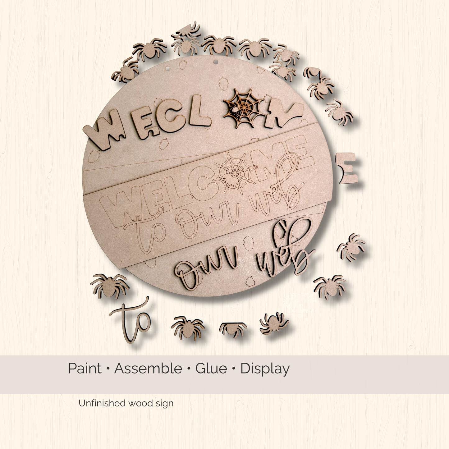 Spider Web Door Hanger DIY Blank, Halloween Wood Cutout Sign