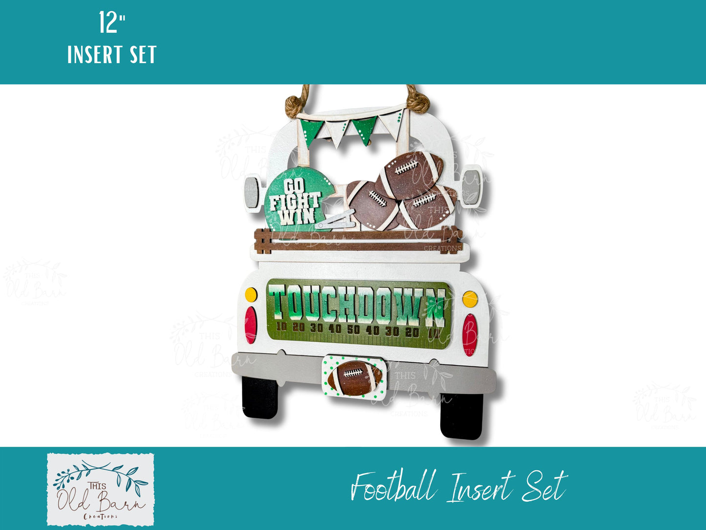 Hand-Painted Football Truck Insert Set – Custom Team Colors | Fits Truck, Camper, Bread Board & Round Bases