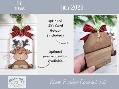 DIY Reindeer Ornament Kit – Blank Wood Christmas Craft