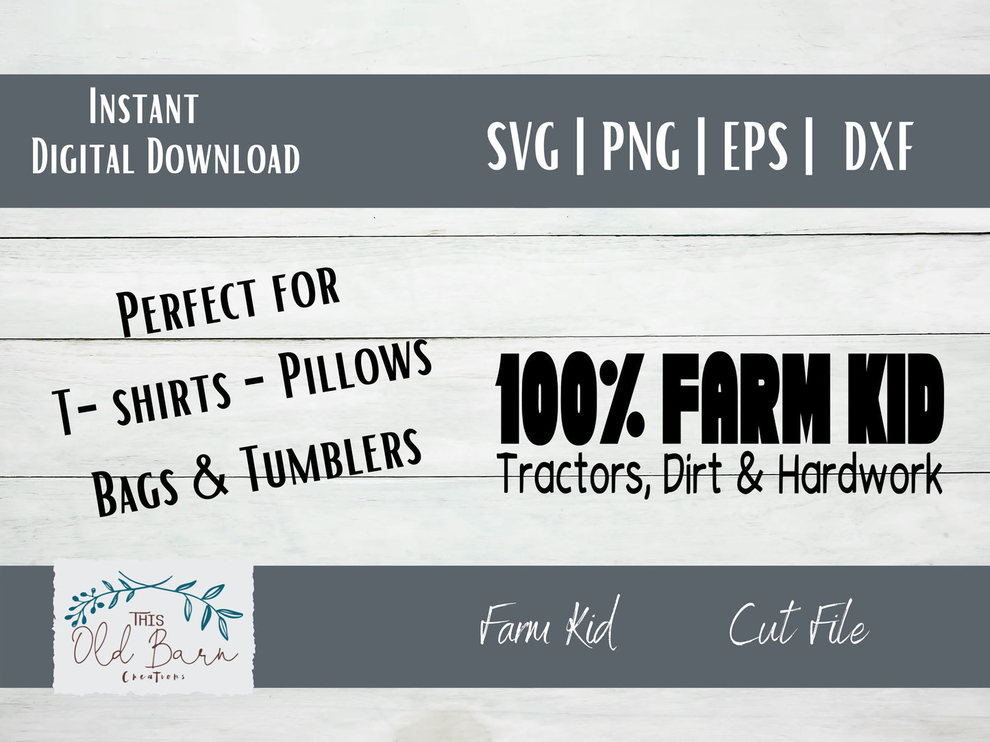 100% Farm Kid Digital Download | Cutting File | Stencil File |