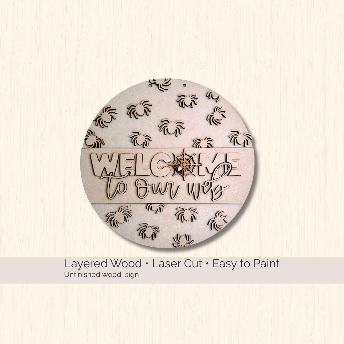 Spider Web Door Hanger DIY Blank, Halloween Wood Cutout Sign