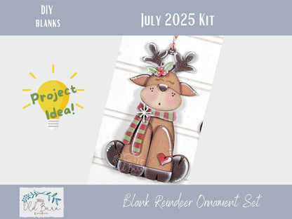 DIY Reindeer Ornament Kit – Blank Wood Christmas Craft