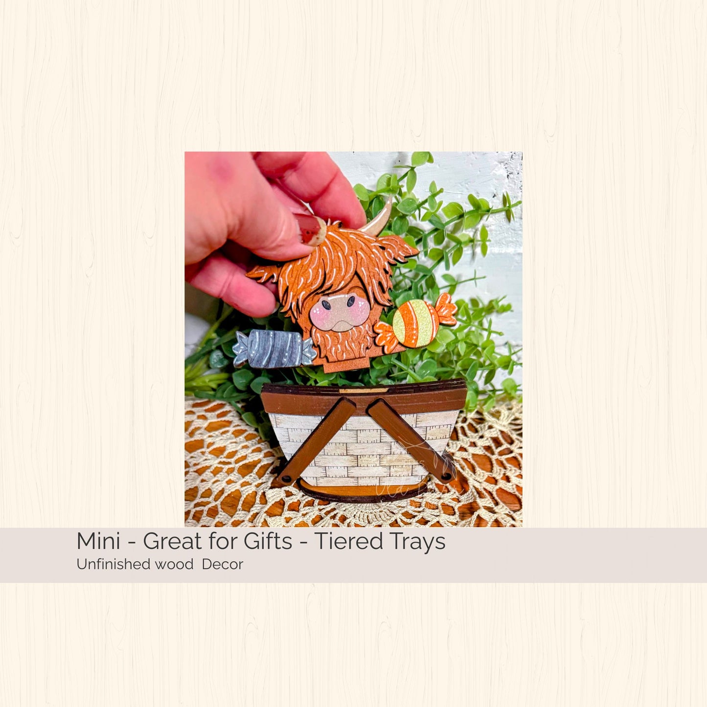Mini Basket DIY Blanks | Highland Cow & Gnome Inserts