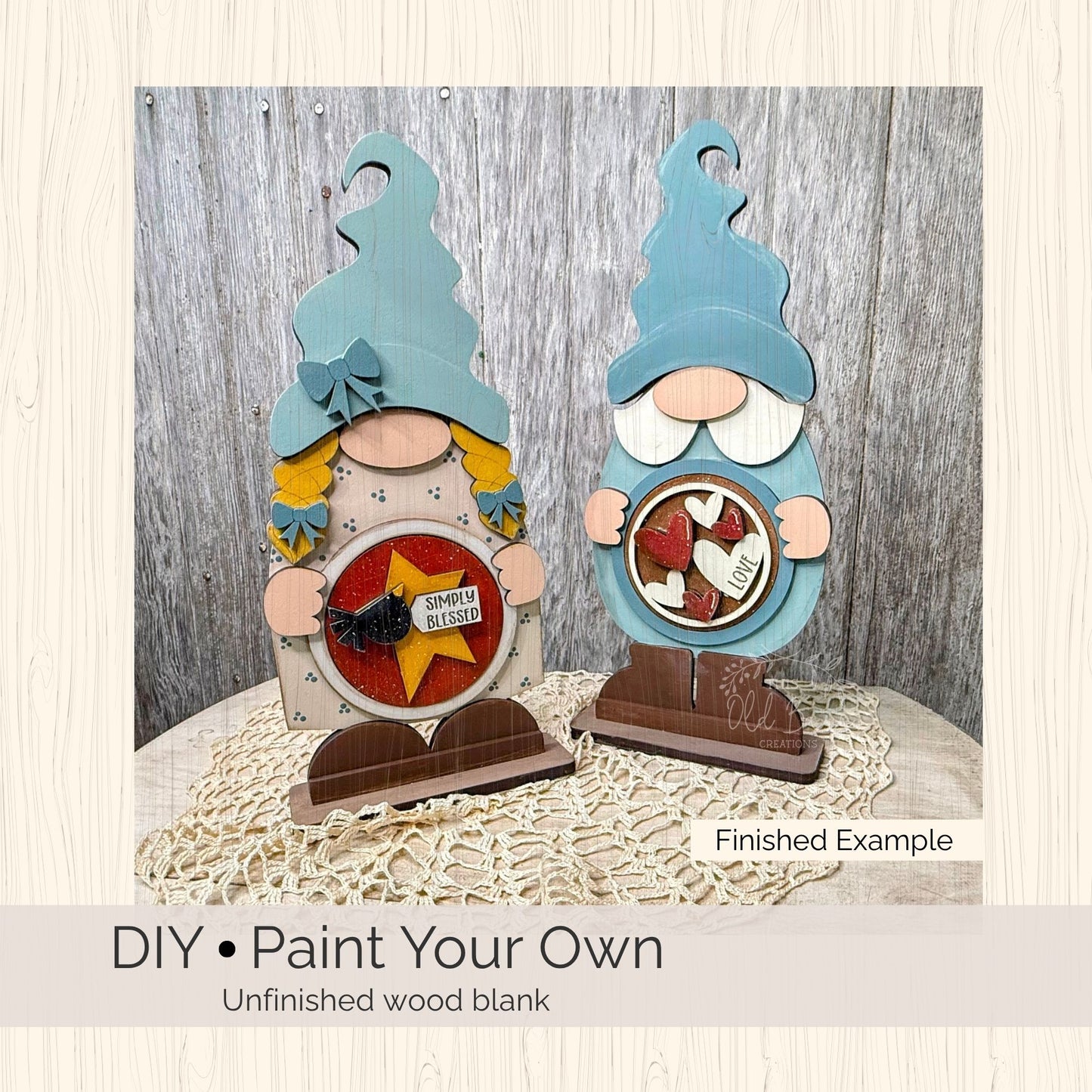 FarmHouse Rounds Gnome Base DIY Kit | Paint Your Own Interchangeable Decor