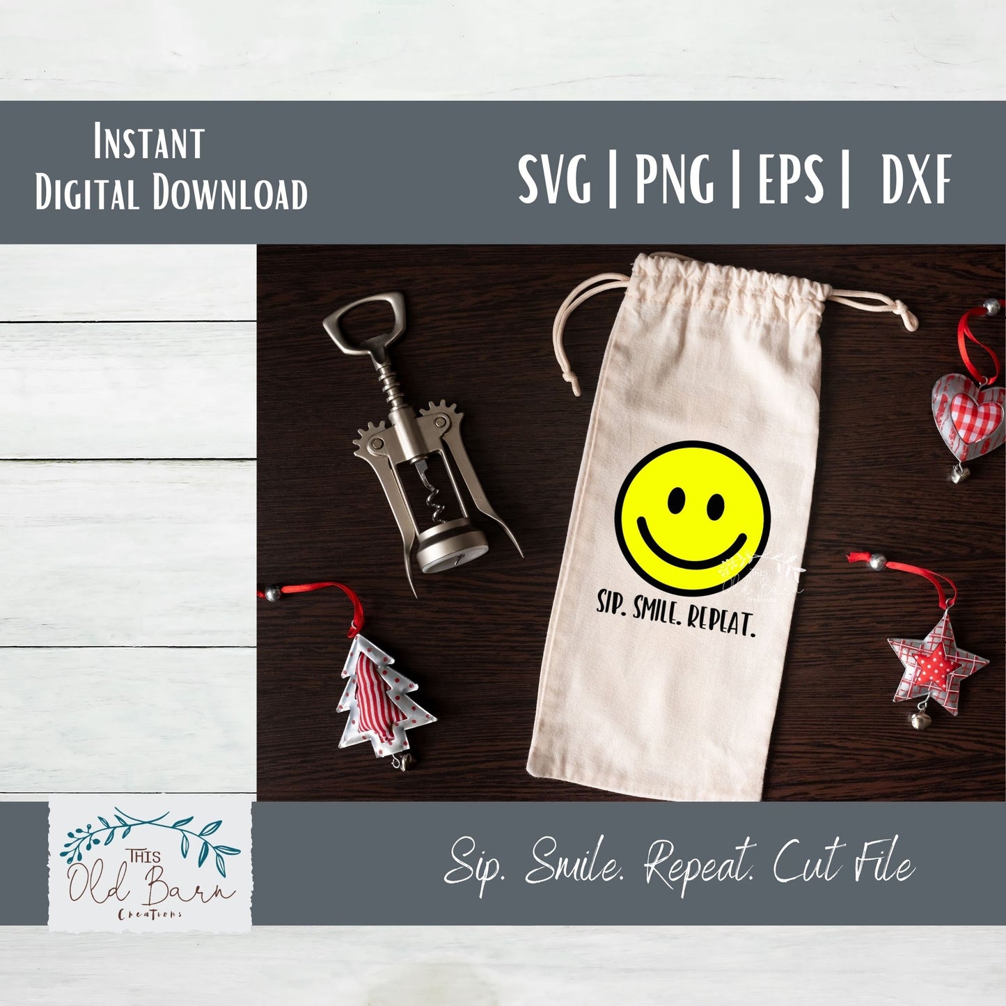 Sip. Smile. Repeat. Digital Download | Cutting File | Stencil File |