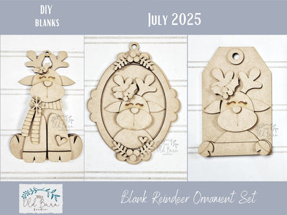 DIY Reindeer Ornament Kit – Blank Wood Christmas Craft