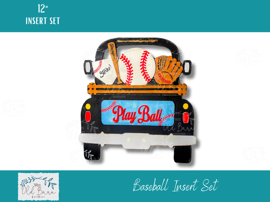 Baseball Insert Set – Sports Interchangeable Sign for 12” Truck, Round, Breadboard & Camper Bases | Game Day Farmhouse Decor