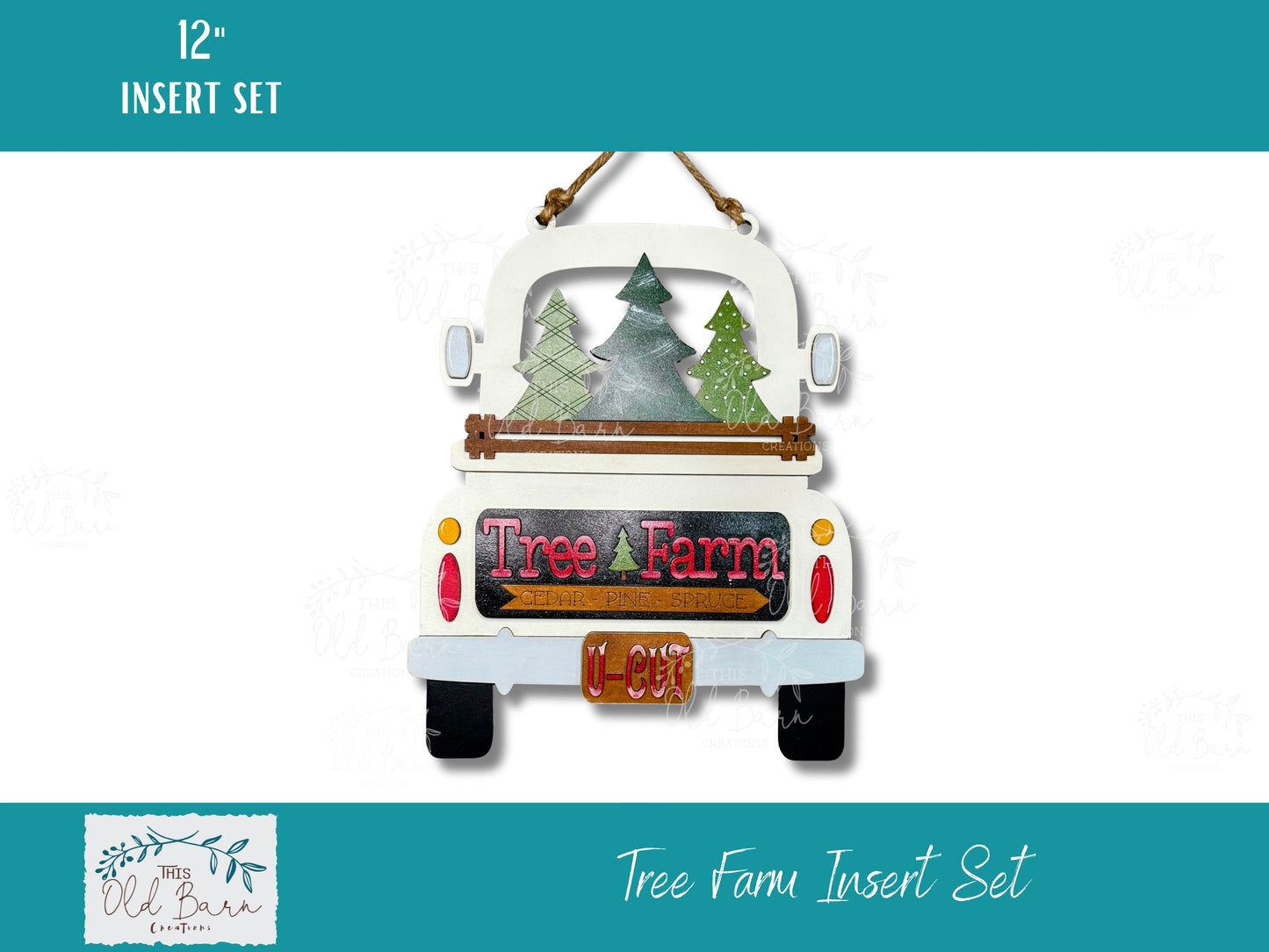 Tree Farm Insert Set – Christmas Truck Interchangeable Sign for 12” Bases | Fits Truck, Round, Breadboard & Camper | Rustic Farmhouse Holiday Decor