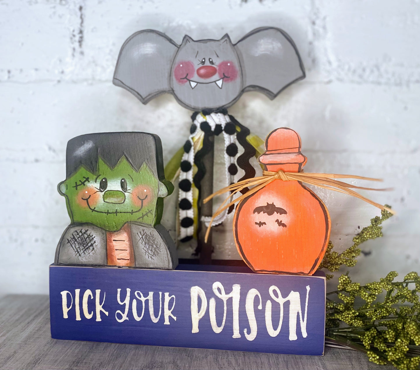 Halloween Shelf Sitter | Cute Frankenstein |Pick your Poison Decor Set