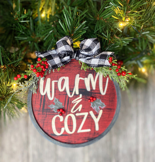 Vintage Inspired Warm & Cozy Mini Round Framed Sign