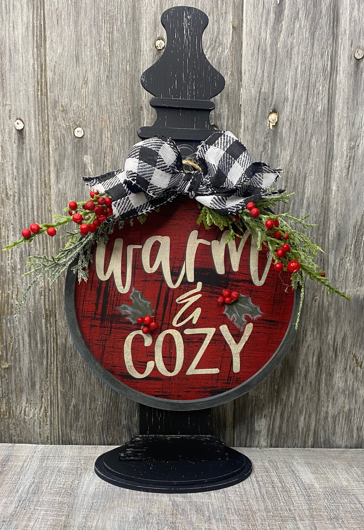 Vintage Inspired Warm & Cozy Mini Round Framed Sign