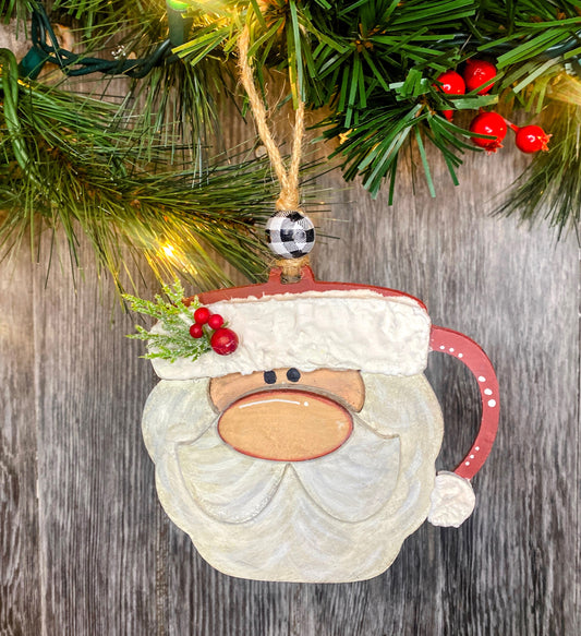 Vintage Inspired Santa Mug Christmas Tree Ornament