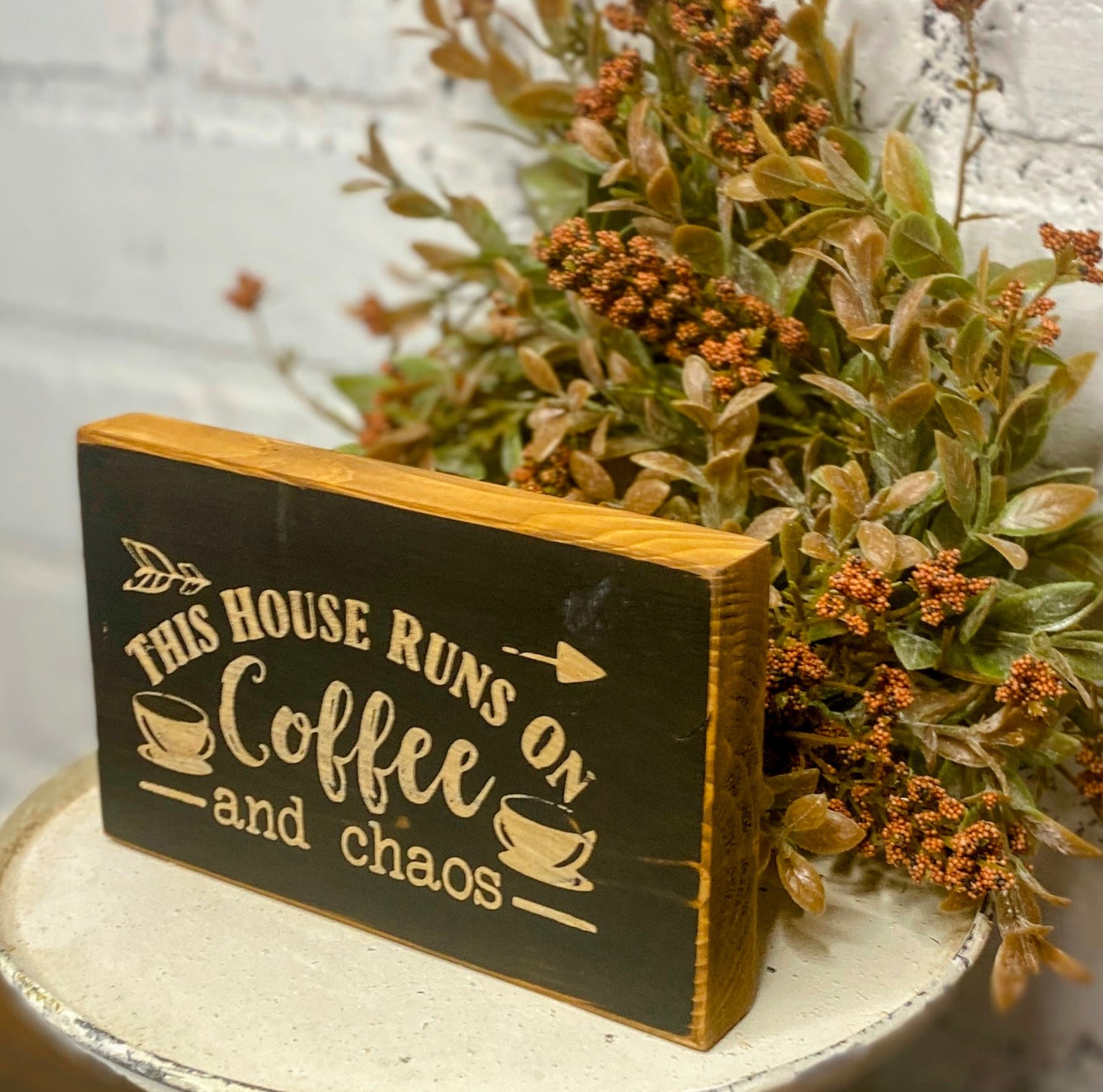 Coffee Chaos Mini Sign | Wood Mini Coffee Sign | Coffee Bar Sign