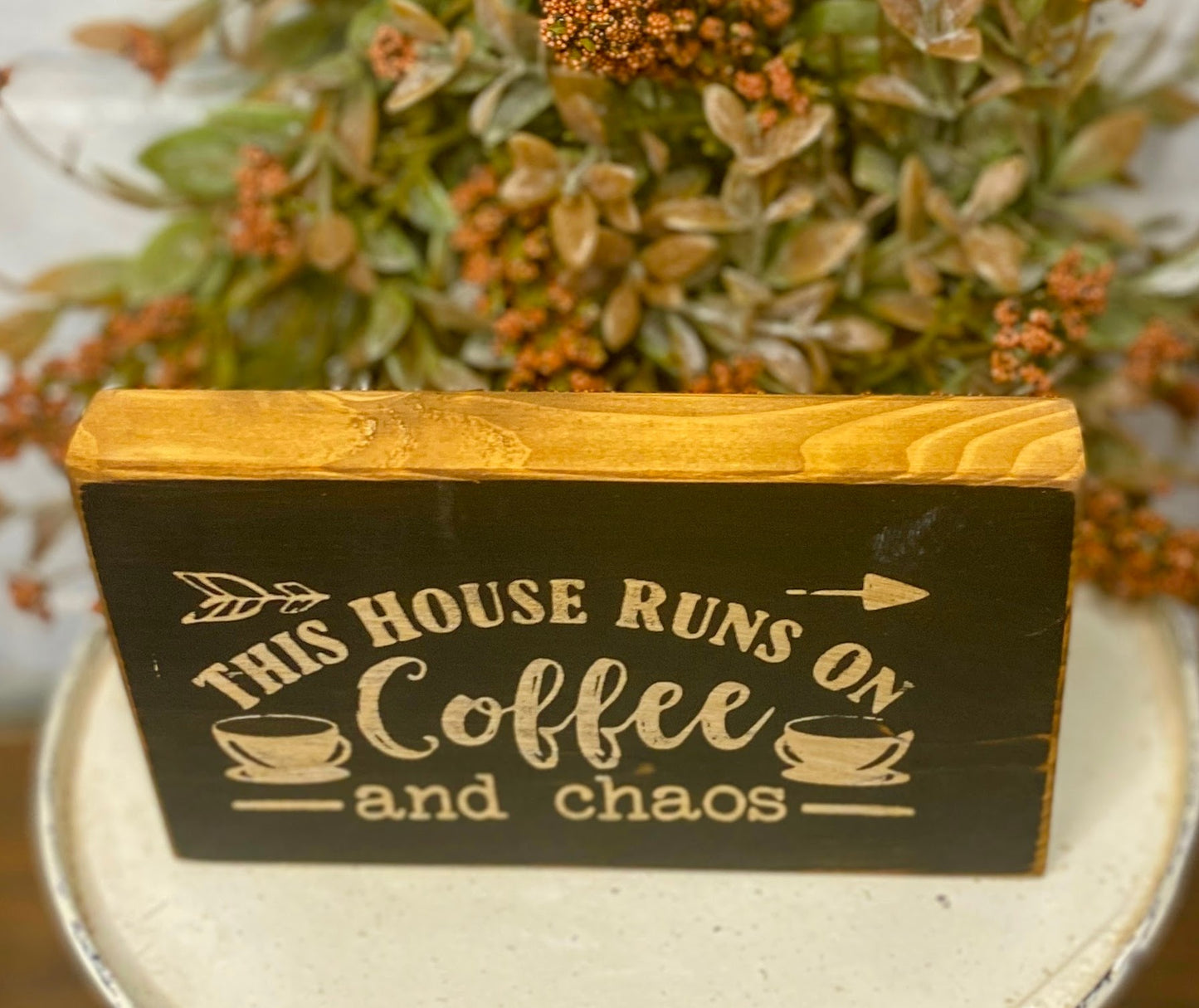 Coffee Chaos Mini Sign | Wood Mini Coffee Sign | Coffee Bar Sign