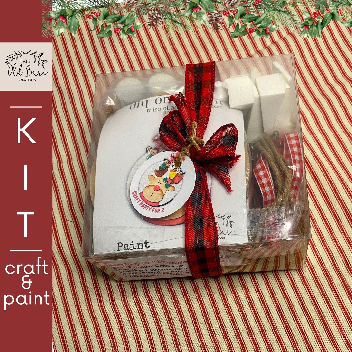 DIY Paint Your Own Christmas Reindeer Ornament Craft Party Kit for 2