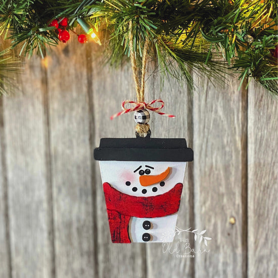 Latte Snowman Ornament Gift Card Holder - Gift card fits in pocket on back of Snowman Ornament